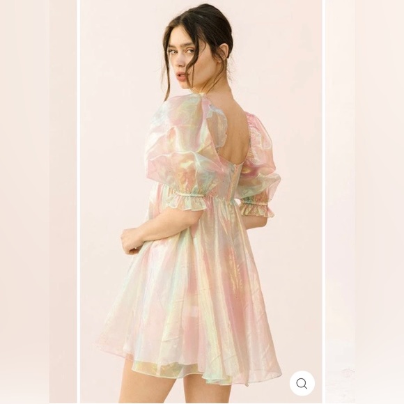 LIKE NEW STORIA BABY DOLL PINK PUFF SLEEVE MINI DRESS TAYLOR SWIFT SIZE SMALL - Picture 1 of 9